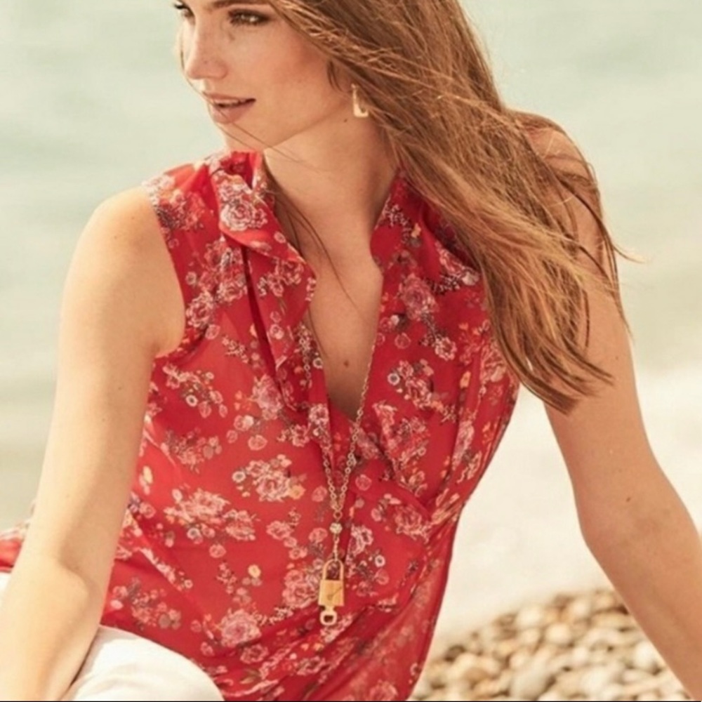 Cabi, Red Floral Crush Blouse